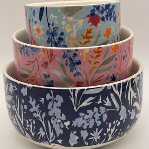 Haven & Key Bluebonnet Floral Bowls Set of 3 | Ceramic Cottagecore Kitchen 2021